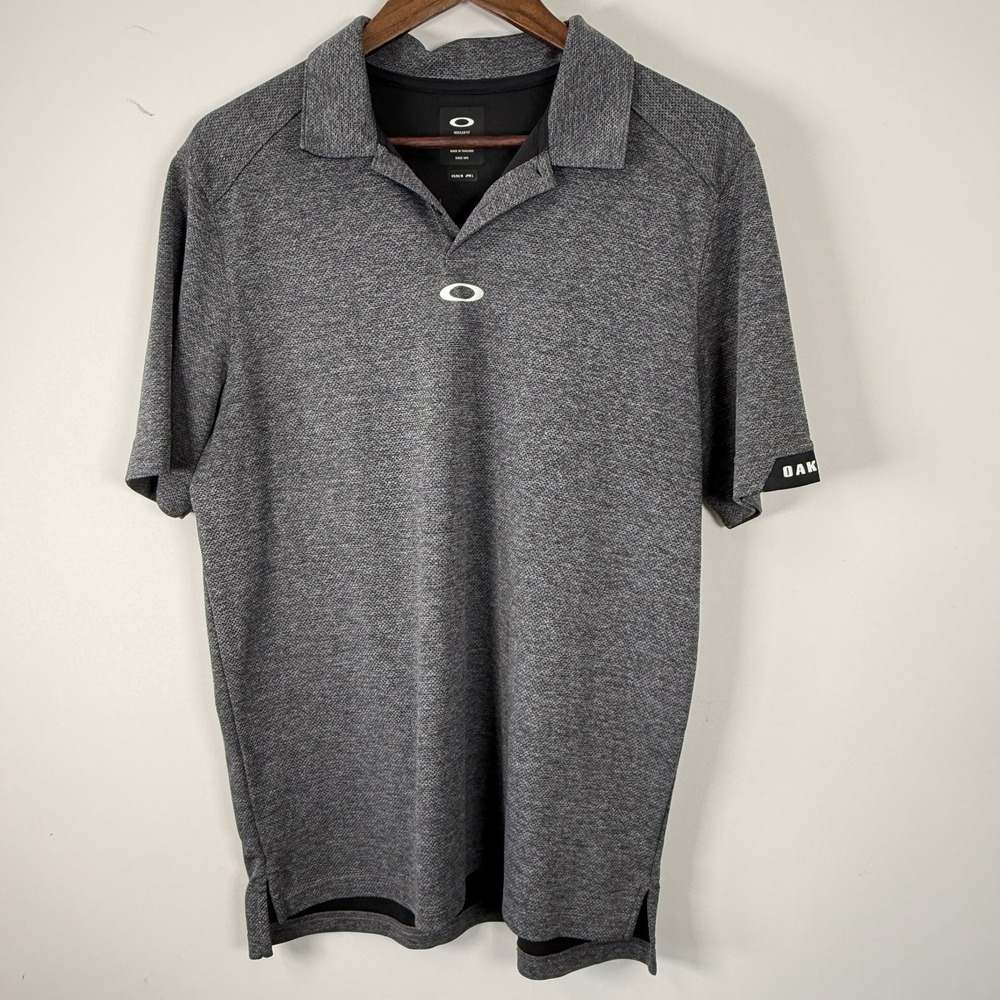 Oakley Polo Men's Medium Gray Regular Fit Short Sleeve Logo